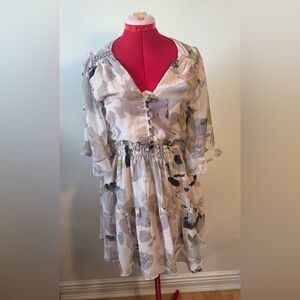 Garden Party Midi Dress with Button Front